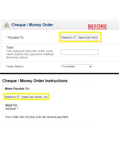 Cheque / Money Order to Multi Line Textarea